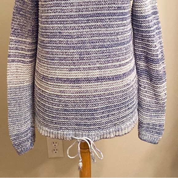 Gap Blue White Striped Long Sleeve Waist Tie Coastal Casual Knit Sweater Size M - Picture 3 of 11